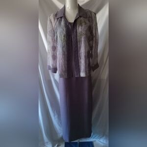 Womens Purple Dress/Floral Jacket By R&M Richards - Size 8 Petite